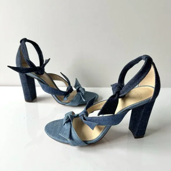 Alexandre Birman Blue Denim Lolita 90 Block Heeled Sandals - Picture 4 of 8